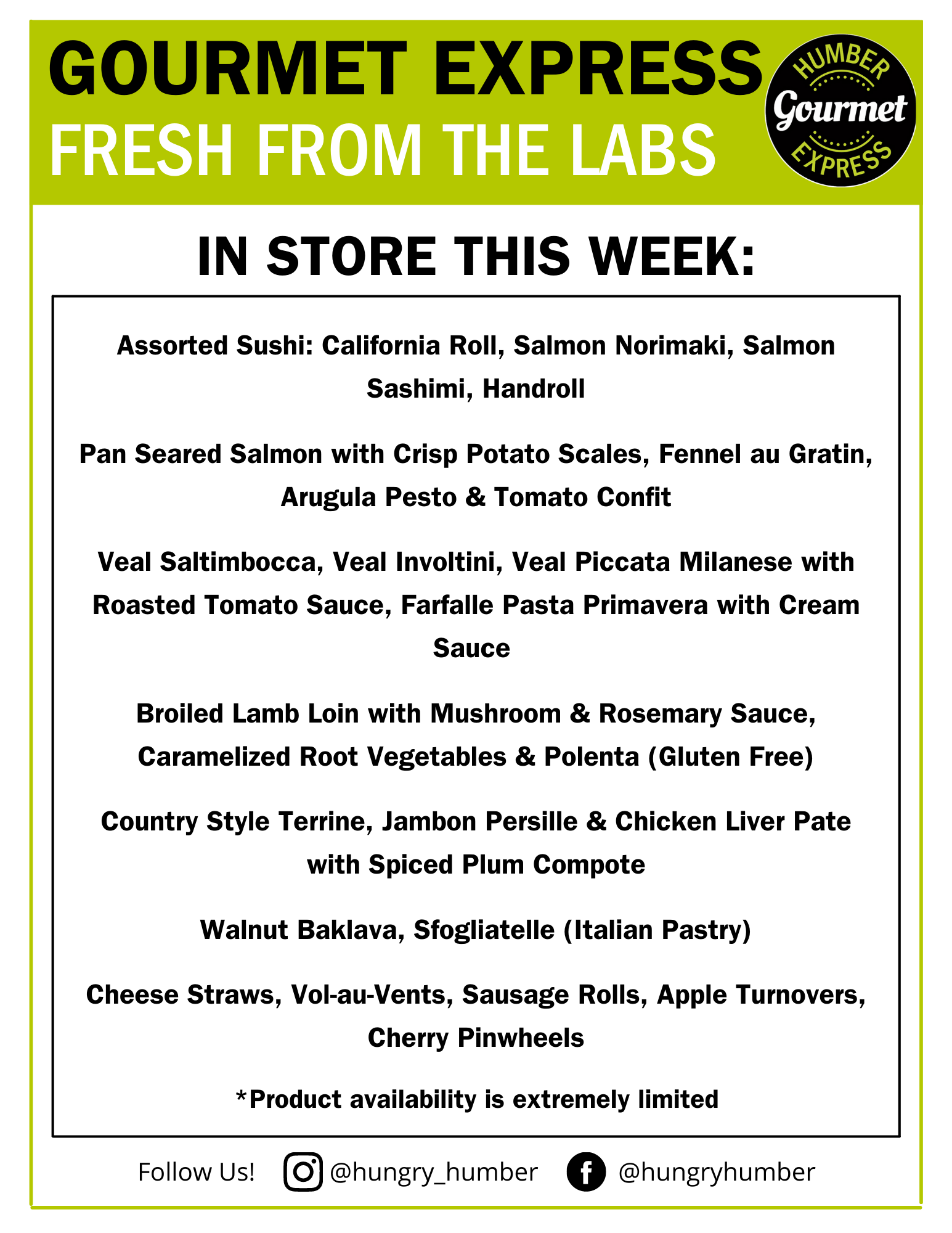 This Week at Gourmet Express Humber Communiqué